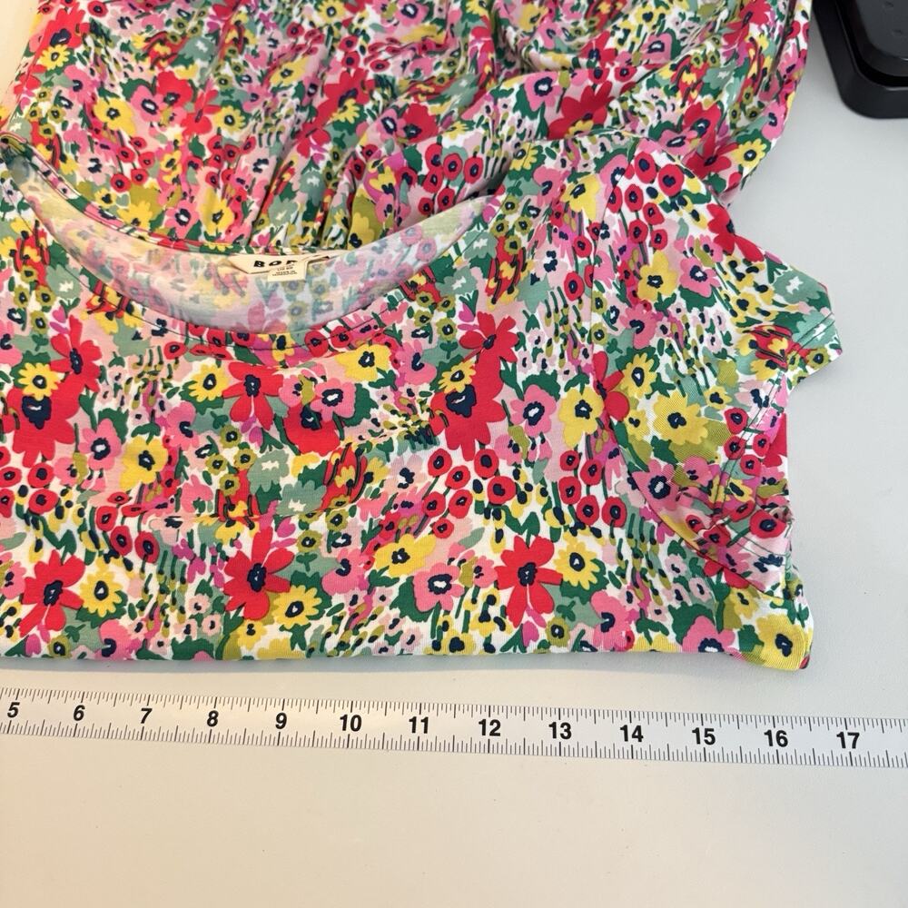 Boden Ditsy Floral Amelie Jersey Dress US 8R Pink Yellow Summer Work Travel Soft - Picture 10 of 11